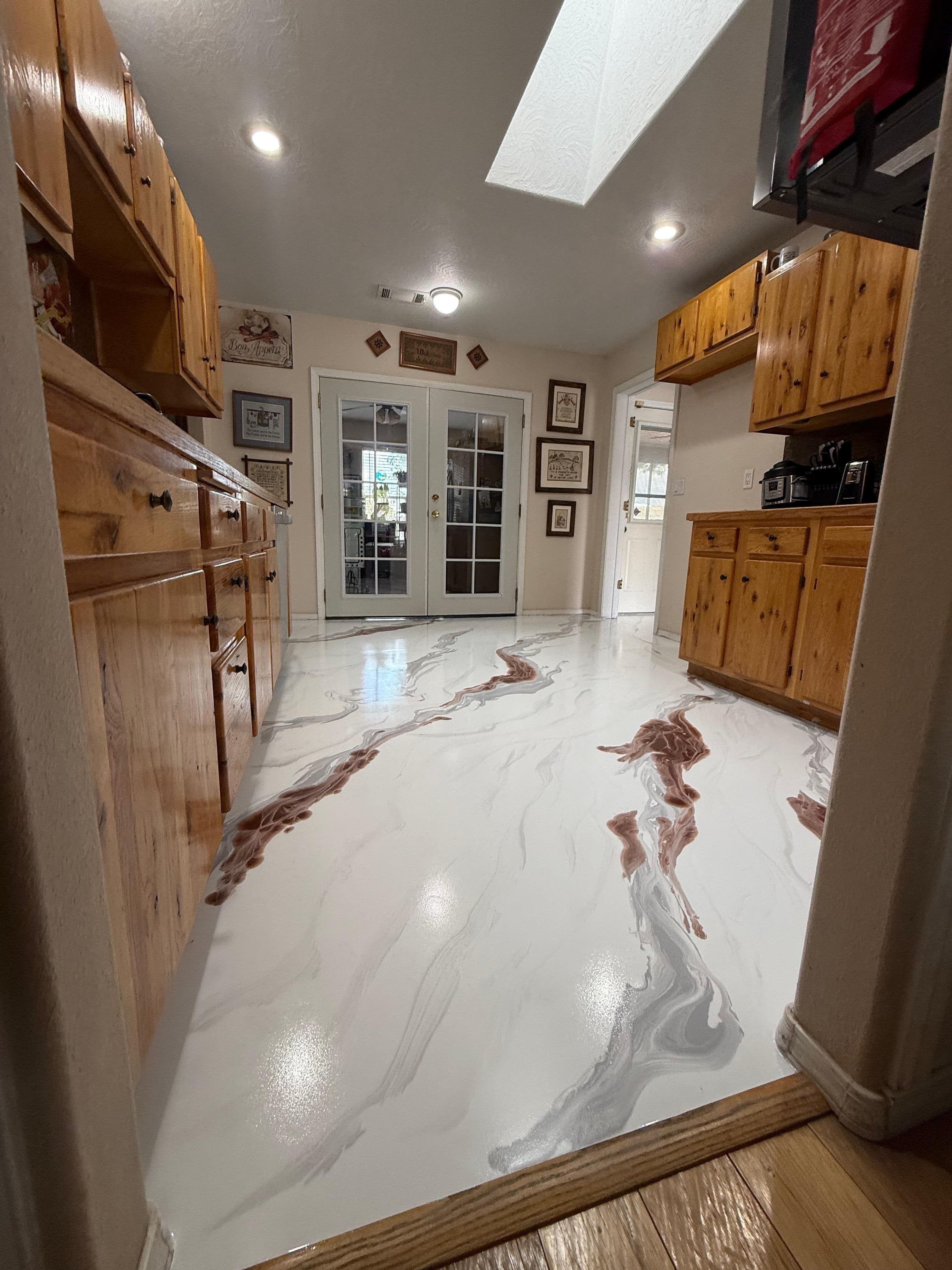 Marble-Look Metallic Epoxy Kitchen Floor in Belen Media 1