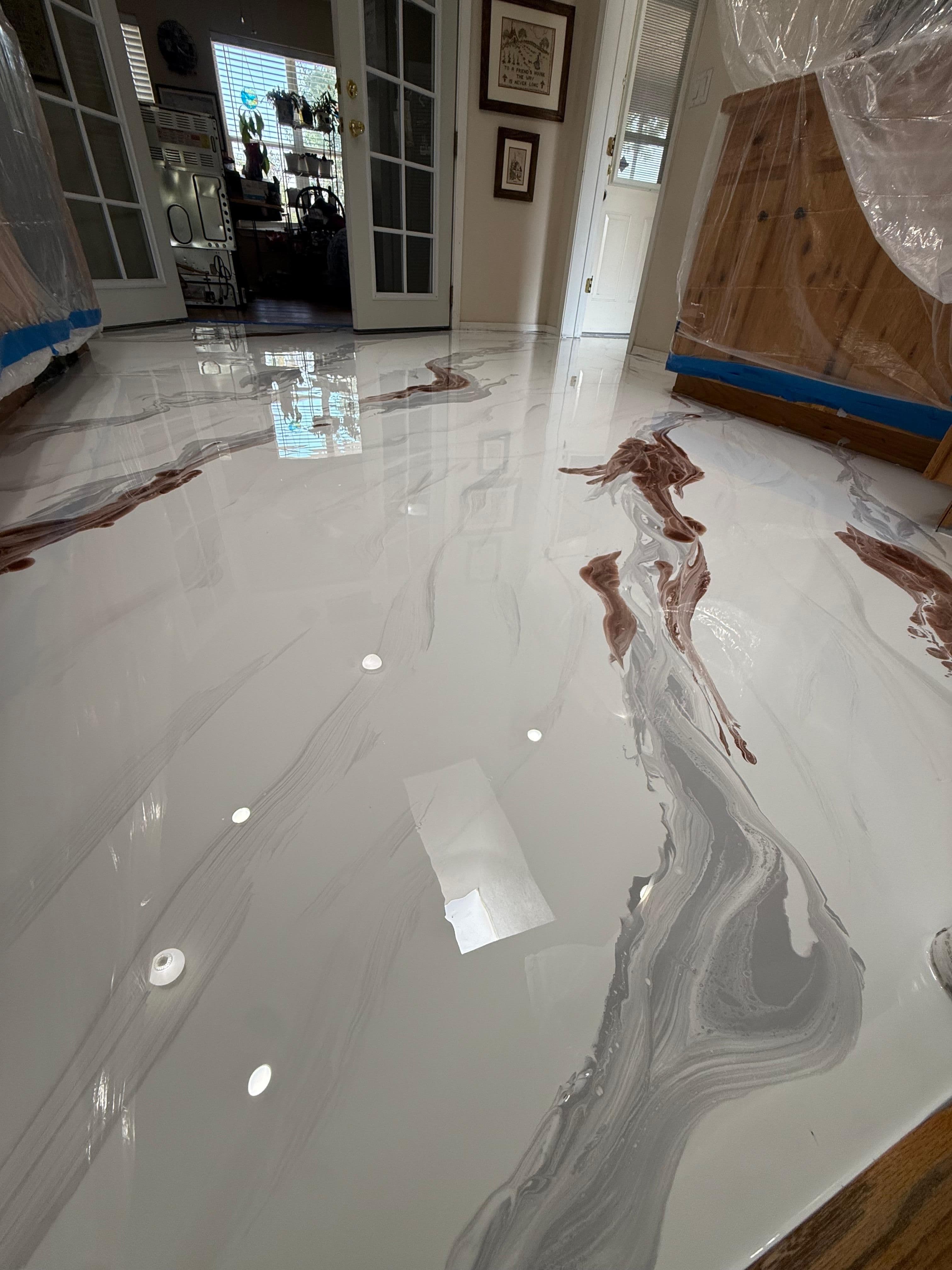 Marble-Look Metallic Epoxy Kitchen Floor in Belen Media 2